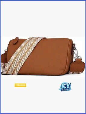 Full-Grain Waxed Leather Crossbody Bag for Women with Wide Shoulder Strap